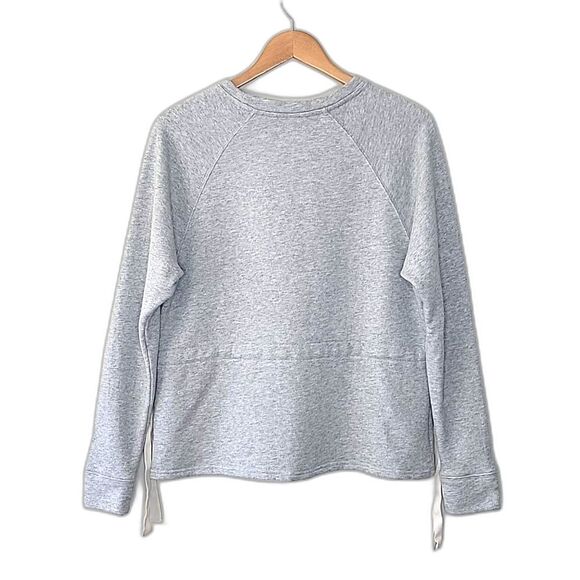 ATHLETA Gray Long Sleeve Crew Neck Sweatshirt size M Draw Waist Pullover Active - Picture 7 of 13